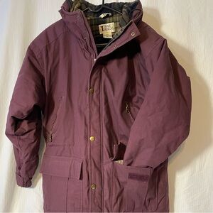 Hooded, lined Purple Jacket with Gold snap Buttons over full front zip